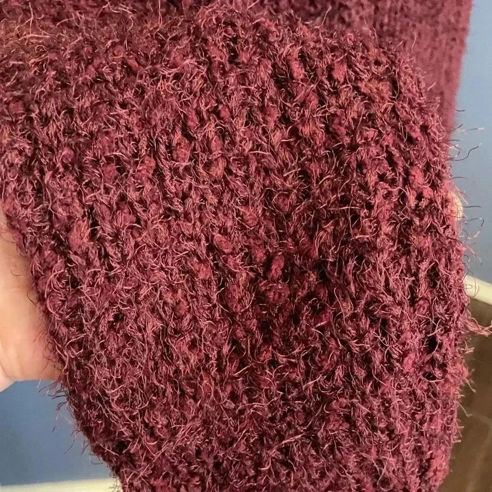 JustFab Fuzzy Wine Open Cardigan NWT - Picture 9 of 10